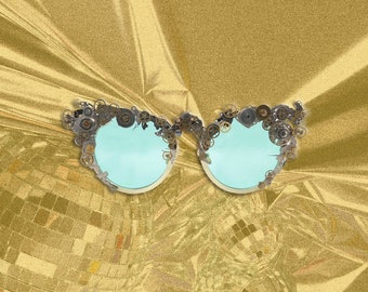 STEAMCRIT - Handmade Steampunk Styled Sunglasses Embellished with Antique Watch Parts