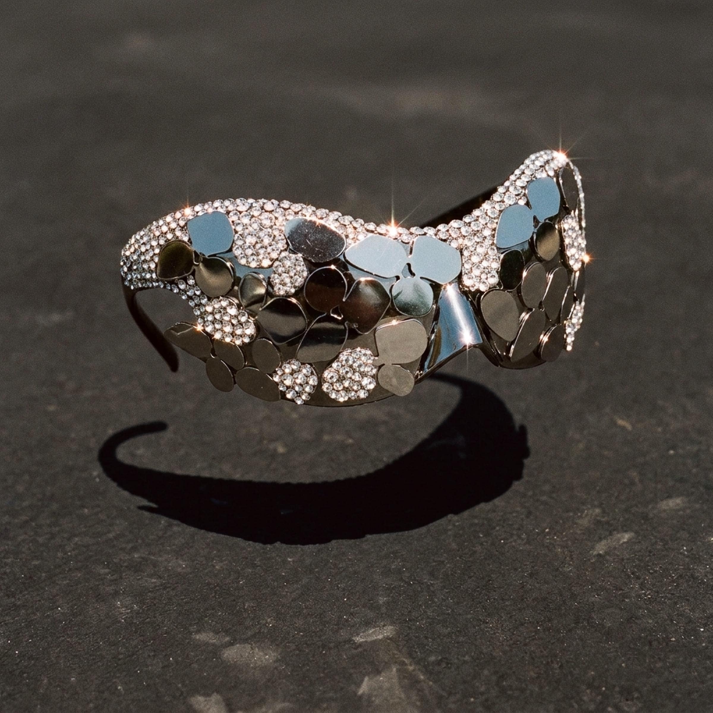 TEK Swarovski Crystal Y2K Wrap Sunglasses - Retro Festival Eyewear, Rave Gift Handmade Melbourne