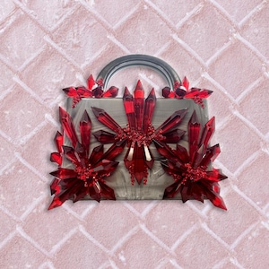 THE NESTICODES CLUTCH - Hand Embellished Acrylic Clutch, Spider Bag, Spider Clutch, Red Clutch, Swarovski Clutch, Shoulder Bag