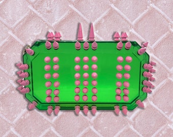 THE MIKADO CLUTCH - V2 - Custom Hand embellished Acrylic Clutch, Shoulder Bag with Metal Spikes