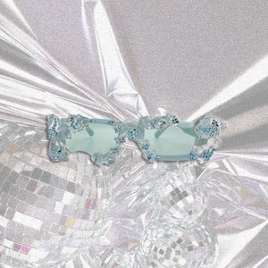 Abstract Blue Sunglasses: Swarovski Crystal Embellished Summer Eyewear