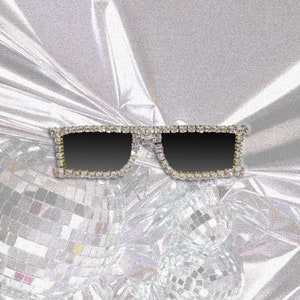 PHASE A - Square Crystal Sunglasses Luxury Crystal Sunglasses Black Sunglasses Unique Eyewear Rhinestone Sunglasses Australian Sunglasses
