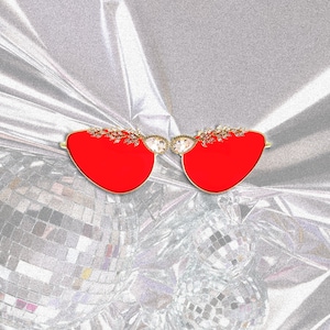Red Cat Eye Sunglasses: Cubic Zirconia Crystal Luxury Eyewear