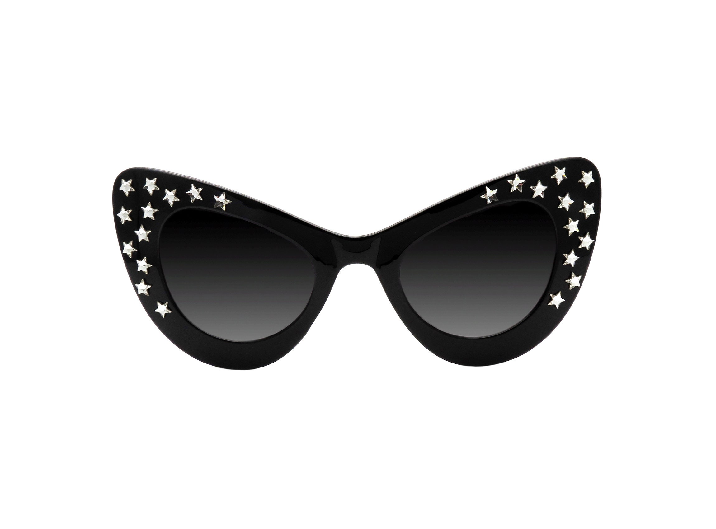 Retro Cat Eye Sunglasses Swarovski Crystal Embellished Vintage Cat Eye Sunglasses: Black Frame, Swarovski Crystal  main image 4