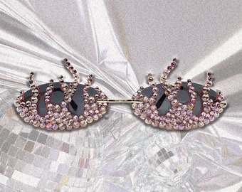 THE FLAME - Unique Flame shapes Sunglasses Embellished with Pink Swarovski Crystals