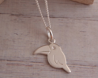 Sterling silver cute toucan necklace simple minimalist jewellery 925 necklace