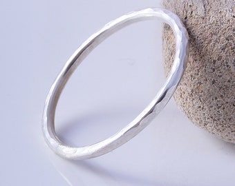 Silver ring stacking thin ring sterling silver band ring band ring 925 made in UK stacker ring hammered