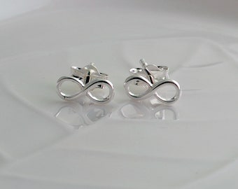 Sterling silver infinity loop stud earrings 925