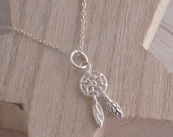 Sterling silver dreamcatcher necklace simple minimalist jewellery 925 necklace dream catcher