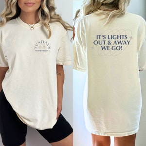 sundays are for f1, lights out & away we go tee | ivory comfort colors vintage style shirt | cute formula 1 racing inspired aesthetic modern