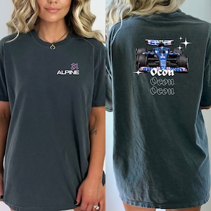 esteban ocon alpine f1 tee | pepper comfort colors vintage style tshirt | formula 1 racing inspired aesthetic modern minimal girl f1