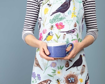 British Garden Bird and Floral Apron for woman