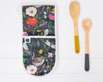 Oven Gloves - floral and Wren patterned oven mitts