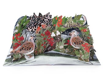 DIY Christmas Birds Pop-Up Card Template (PDF Download)
