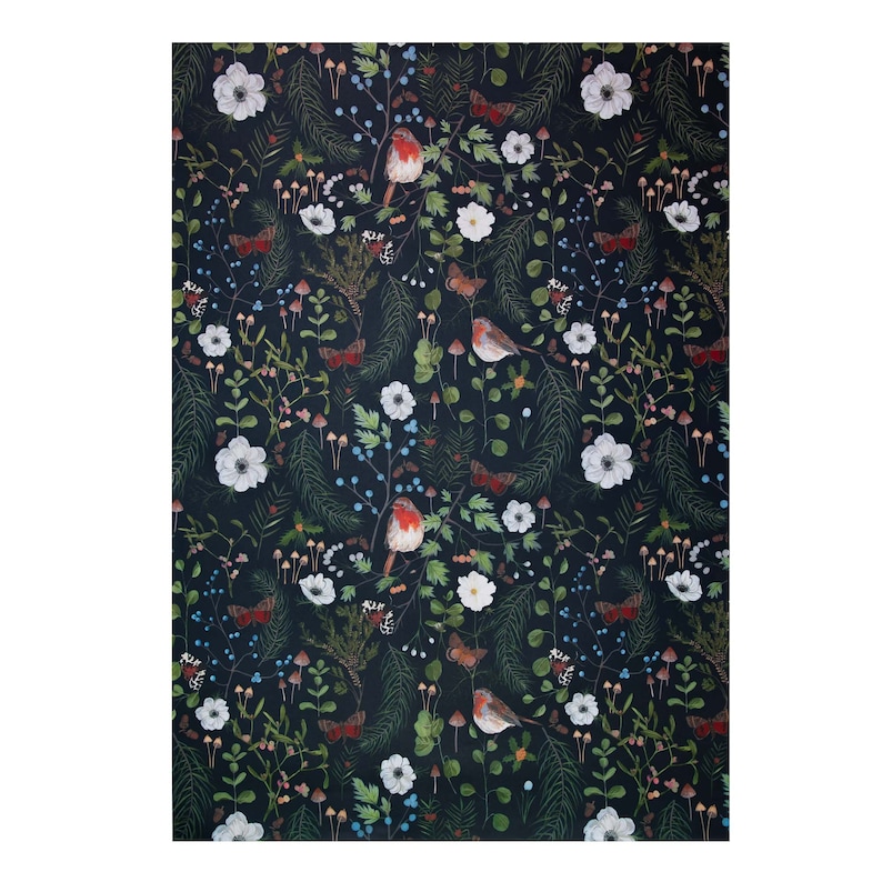 Christmas robin wrapping paper, robin gift wrap image 4