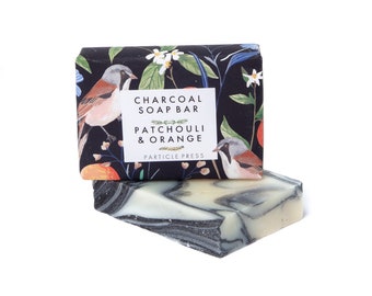 Charcoal soap bar for him, natural handmade soap - Patchouli and Orange vegan soap