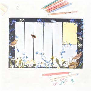 Weekly A4 planner/ Desk planner / Patterned stationery / Bluebells