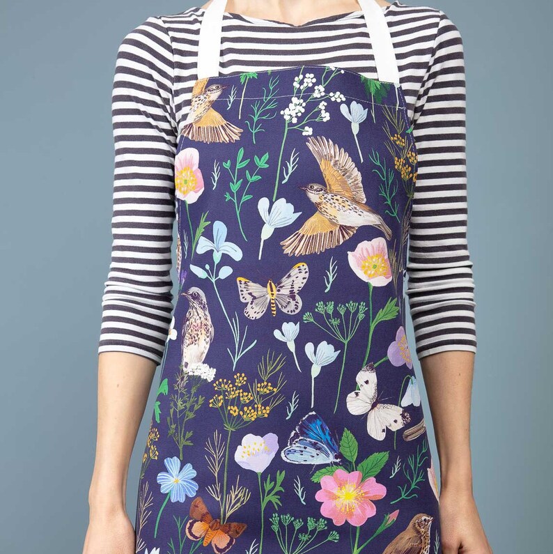 Floral and garden Bird baking apron