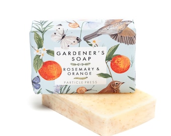 Gardeners exfoliating natural handmade soap - Orange and Rosemary vegan soap