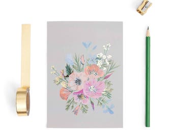 Gift cards Greetings card Occasion cards Blank notecard blank card Any occasion card with envelope  Blank card floral Gold foiling