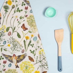 Garden Bird en Floral Theedoek keukencadeau gratis set receptkaarten