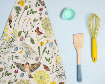 Garden Bird and Floral Tea Towel kitchen gift free set of recipe cards
