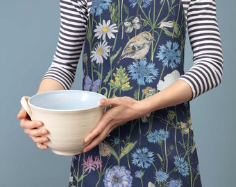 Floral and Bird colourful baking apron for her - gift for her - apron for woman - free recipe cards
