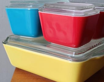 Pyrex Primary Colors Refrigerator Set 4 Piece Plus Lids - Etsy