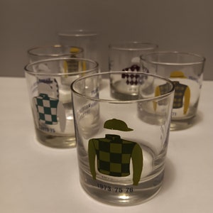 Jockey Silks Old Fashioned Rocks Glass Single Glass Mix and Match image 1