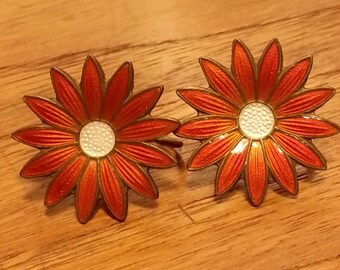 Vintage Norwegian Enamel on Sterling Earrings 1960s