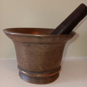 Antique Brass Apothecary Mortar and Pestle: Vintage Pharmacy Decor
