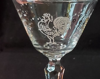 1960s Rooster Themed Martini Glasses Set of 2