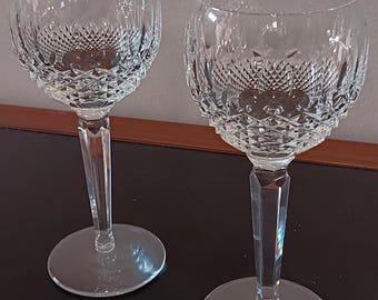 Vintage Waterford Crystal Colleen Short Stem Hock Wine Glasses, Set of 2 | Authentic Acid Etched Mark Made in Ireland | 7.25 Inches Tall