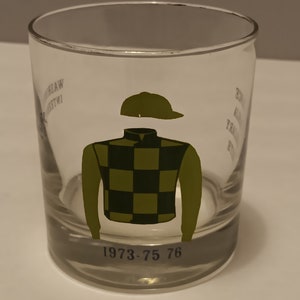 Jockey Silks Old Fashioned Rocks Glass Single Glass Mix and Match 1973-75,76