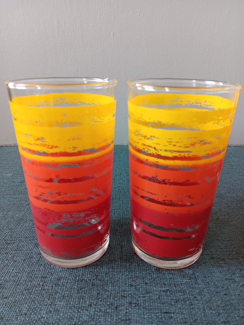 1960s Drinking Glasses in Red, Orange and Yellow Set of 4 image 5