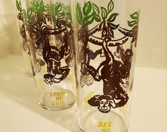 1950s Collins Glasses by Federal Glass Company | See No Evil Monkeys