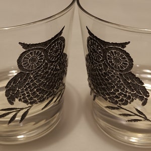 Owl Rocks Old Fashioned Glasses by West Virginia Glass Vintage from the 1970s Set of 2 image 3