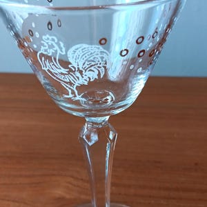Rooster Themed Martini Glasses| Set of 2 | Vintage Mid-century Barware