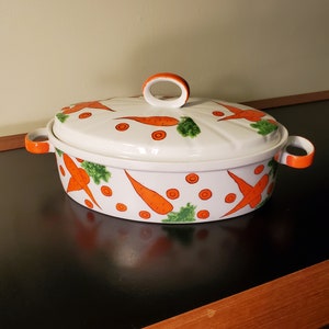 Franci Villa Vanilla Vegetable Polka Dot Covered Casserole with Carrot Design Free Shipping