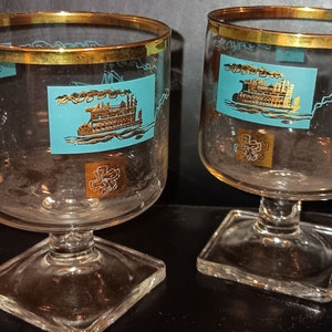 Southern Comfort Steamboat Old Fashioned Rocks Stem Glasses Set of 2 image 1