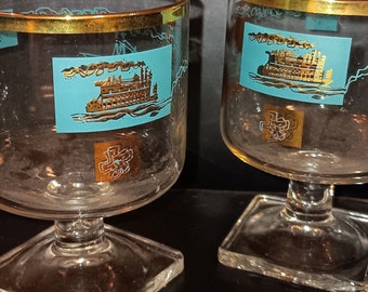 Southern Comfort Steamboat Old Fashioned Rocks Stem Glasses Set of 2