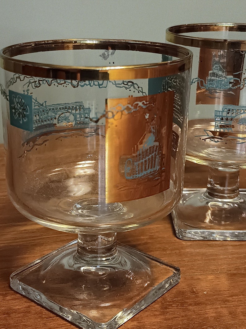 Southern Comfort Steamboat Old Fashioned Rocks Stem Glasses Set of 2 image 6