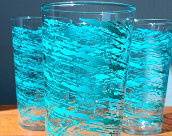 Spaghetti String Drinking Glasses | Set of 4 Midcentury | Modern Barware