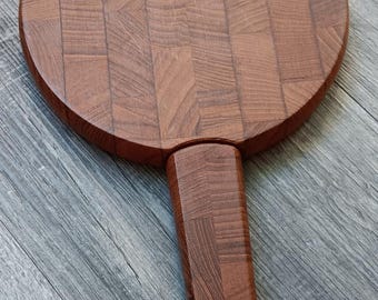 Vintage Dansk Teak Cheese Board with Knife | Jens Quistgaard Four Ducks Logo