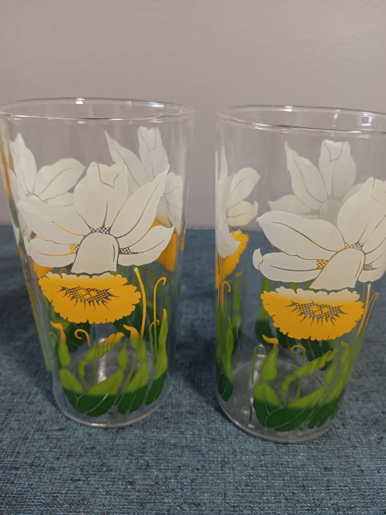 Anchor Hocking Daffodil Drinking Glasses Set of 6 Midcentury Luncheon Glasses image 3