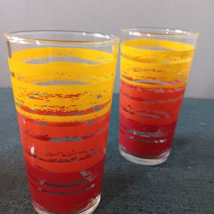 1960s Drinking Glasses in Red, Orange and Yellow Set of 4 image 1