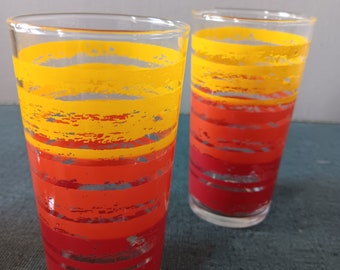 1960s Drinking Glasses in Red, Orange and Yellow Set of 4