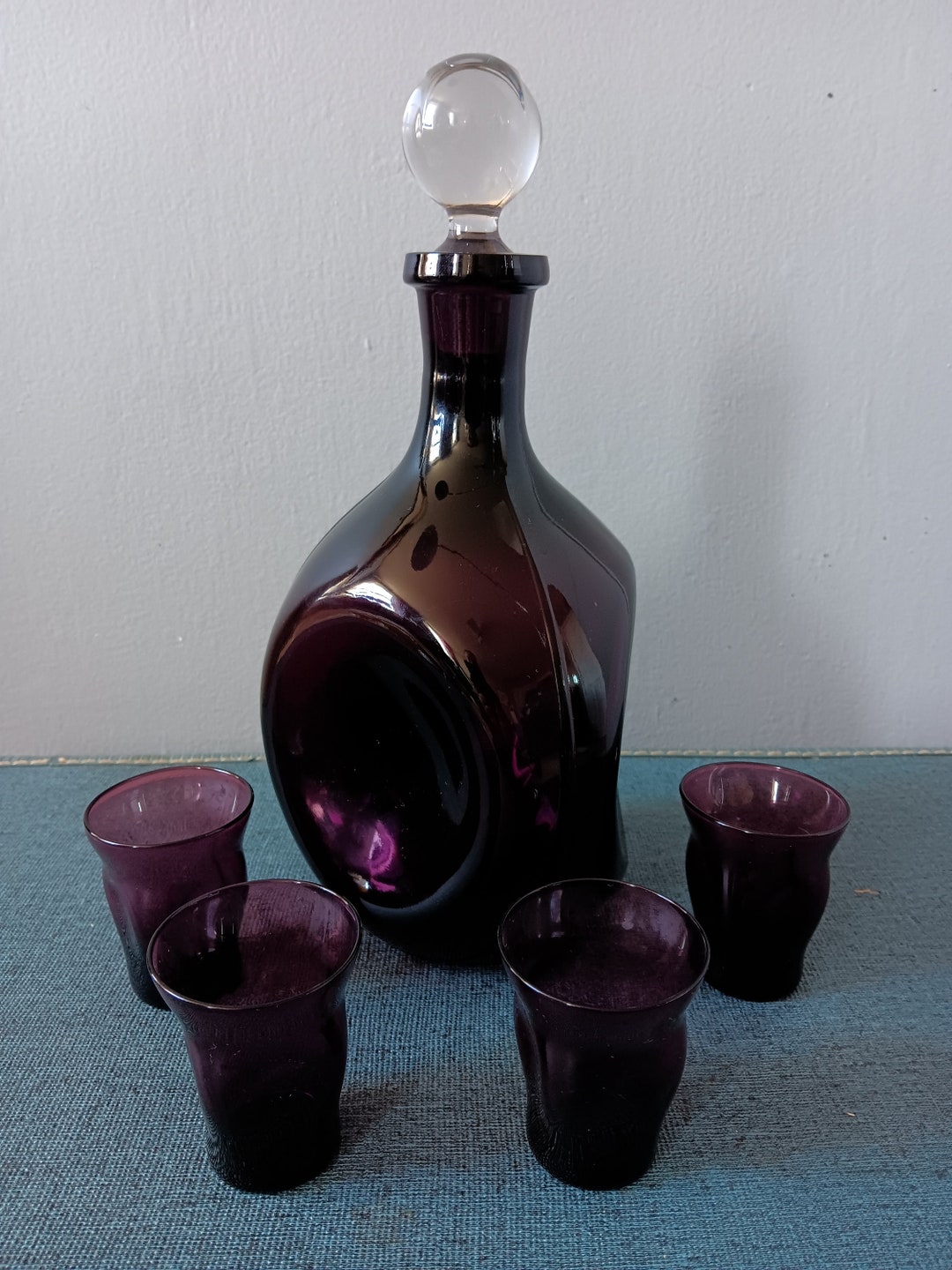 Vintage 1930s Amethyst Glass Decanter Set | Cambridge Cordial