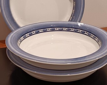 Dansk Belgian Blue Rimmed Soup or Salad Bowls 3 Pieces
