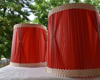 Funky Red Vintage 1950s or 1960s Lampshades Free Shipping